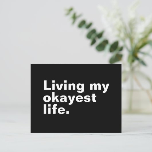 最高の人生を生きる。おもしろい基本文字デザイン ポストカード (スタンド正面)