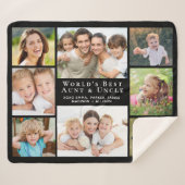 最高の伯母フォトコラージブラック シェルパブランケット (正面(横))