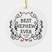 最高の伯父さんパーソナライズされたからの甥の贈り物 セラミックオーナメント (正面)