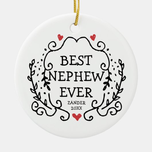 最高の伯父さんパーソナライズされたからの甥の贈り物 セラミックオーナメント (正面)