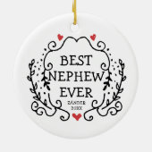 最高の伯父さんパーソナライズされたからの甥の贈り物 セラミックオーナメント (裏面)