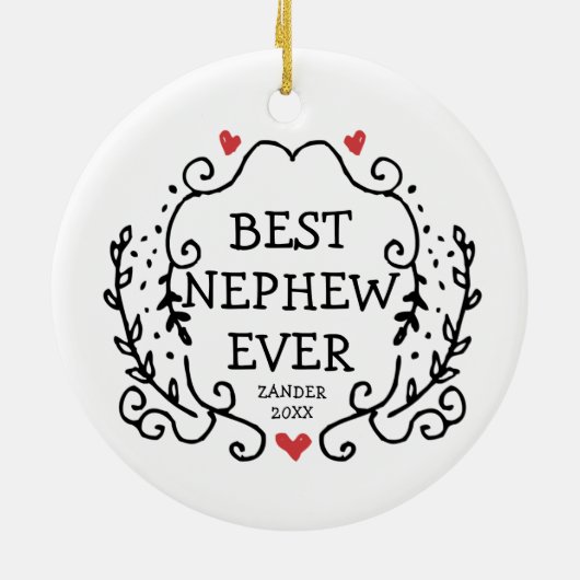 最高の伯父さんパーソナライズされたからの甥の贈り物 セラミックオーナメント (裏面)