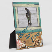 最高の伯父エバービーチ海の写真パーソナライズされたギフト フォトプラーク (側面)