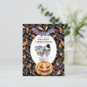 最高の値ハロウィーン結婚式の招待スカルカボチャ (スタンド正面)