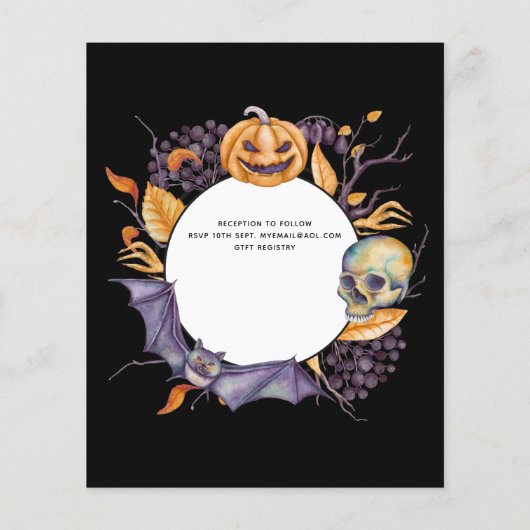 最高の値ハロウィーン結婚式の招待スカルカボチャ (裏面)
