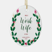 最高の働妻Ever同僚のパーソナライズされたリース セラミックオーナメント (右)