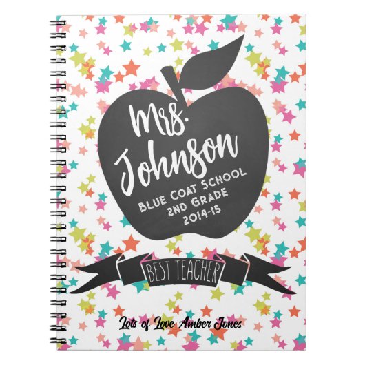 最高の先生ありがとうカラフルスターズapple ノートブック (正面)