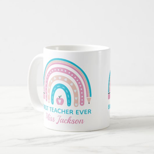 最高の先生の追加 – 先生謝礼ギフト コーヒーマグカップ (正面左)