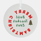 最高の先生はクリスマス感謝していギフト ガラスオーナメント (裏面)