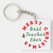最高の先生はクリスマス感謝していギフト キーホルダー (正面)