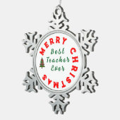 最高の先生はクリスマス感謝していギフト スノーフレークピューターオーナメント (右)