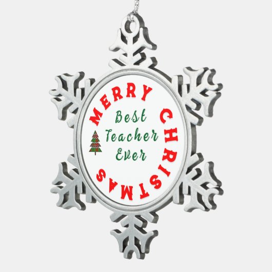 最高の先生はクリスマス感謝していギフト スノーフレークピューターオーナメント (右)