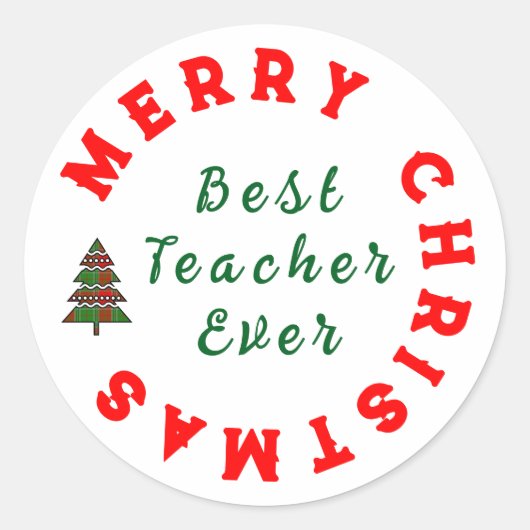 最高の先生はクリスマス感謝していギフト ラウンドシール (正面)
