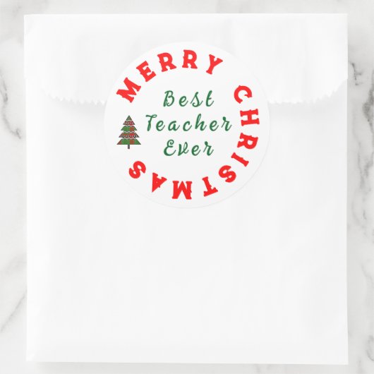 最高の先生はクリスマス感謝していギフト ラウンドシール (バッグ)