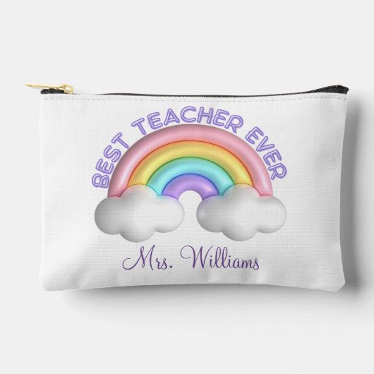 最高の先生は常に、かわいいカラフルレインボーミニマル アクセサリーポーチ (正面)