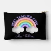 最高の先生は常に、可愛いカラフルレインボーブラック アクセサリーポーチ (裏面)