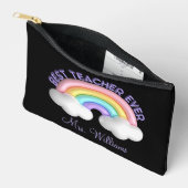 最高の先生は常に、可愛いカラフルレインボーブラック アクセサリーポーチ (見開き)