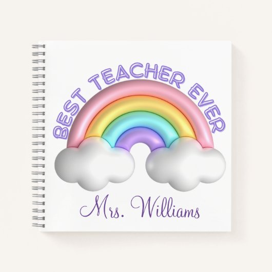 最高の先生は常に、可愛いカラフル虹 ノートブック (正面)
