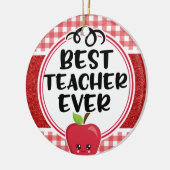 最高の先生は常にAppleとPlaid感謝 セラミックオーナメント (左)