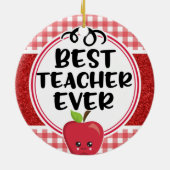 最高の先生は常にAppleとPlaid感謝 セラミックオーナメント (裏面)