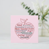 最高の先生への感謝の気持ちを込めて 赤いリンゴ ピンク ブルー カード (スタンド正面)