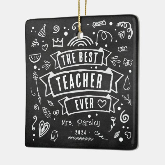 最高の先生エバおもしろいチョークドールクリスマス セラミックオーナメント (左)