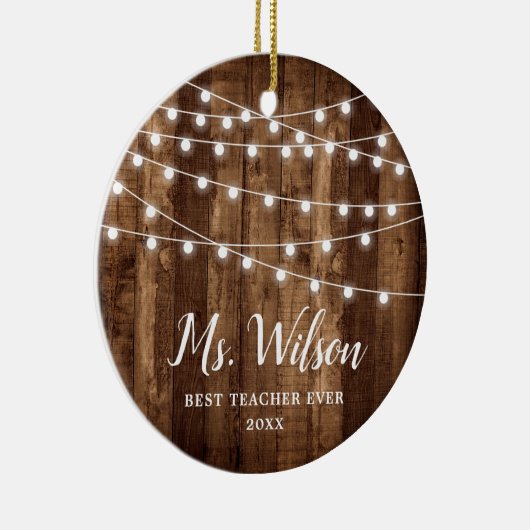 最高の先生エバパーソナライズされたンフェイクウッド セラミックオーナメント (右)