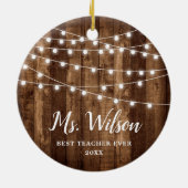 最高の先生エバパーソナライズされたンフェイクウッド セラミックオーナメント (裏面)