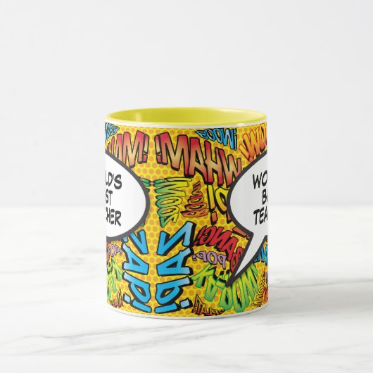 最高の先生エバーおもしろいレトロ漫画ブックアポップ・アートのート マグカップ (中央)