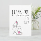 最高の先生エバードードルアートプラントピンクハート サンキューカード