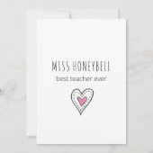 最高の先生エバードードルアートプラントピンクハート サンキューカード