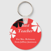 最高の先生キーチェーン（キーチェーン）、赤フローラ キーホルダー (正面)