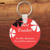 最高の先生キーチェーン（キーチェーン）、赤フローラ キーホルダー (正面)