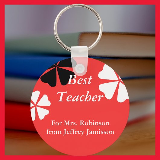 最高の先生キーチェーン（キーチェーン）、赤フローラ キーホルダー