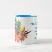 最高の先生クラスハワイアン花マグカップ ツートーンマグカップ (中央)