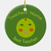 最高の先生ハッピーアップルカスタムオーナメント セラミックオーナメント (裏面)