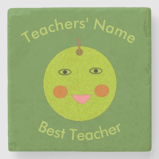 最高の先生ハッピーアップルカスタムストーンコースター ストーンコースター (正面)