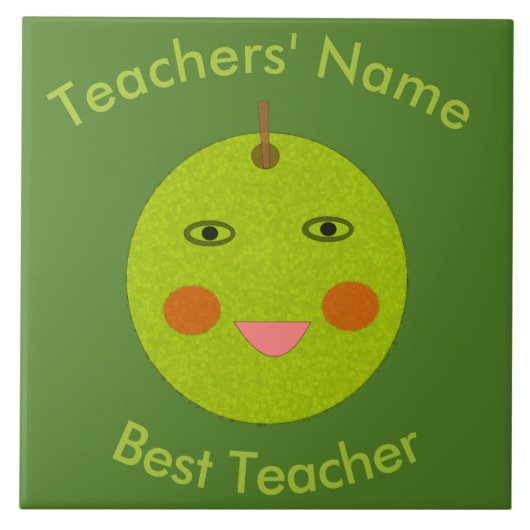 最高の先生ハッピーアップルカスタムタイル タイル (正面)