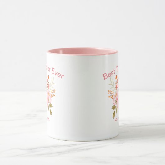 最高の先生パーソナライズされたフローラ マグカップ (中央)
