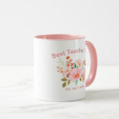 最高の先生パーソナライズされたフローラ マグカップ (正面右)