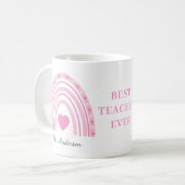 最高の先生ピンクボホレインボーネーム コーヒーマグカップ (正面左)