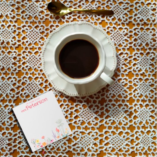 最高の先生フローラデイジー水色 ノートパッド