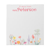 最高の先生フローラデイジー水色 ノートパッド (正面)