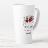 最高の先生フローラ名前をカスタムする カフェラテマグ (右アングル)