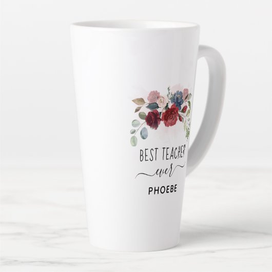 最高の先生フローラ名前をカスタムする カフェラテマグ (右アングル)