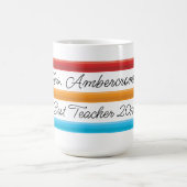 最高の先生ブルーレッドイエローペンシル コーヒーマグカップ (中央)