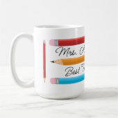 最高の先生ブルーレッドイエローペンシル コーヒーマグカップ (左)