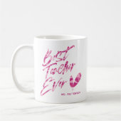 最高の先生モダン迷彩柄名前をカスタムする コーヒーマグカップ (左)