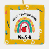 最高の先生レインボー名 セラミックオーナメント (正面)