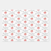 最高の先生ワードアート赤りんご大ハート ラッピングペーパーシート (正面2)